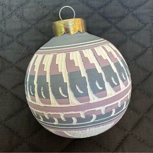Navajo Hand-etched Native American Ceramic Pottery Ornament Signed D.Y. Purple